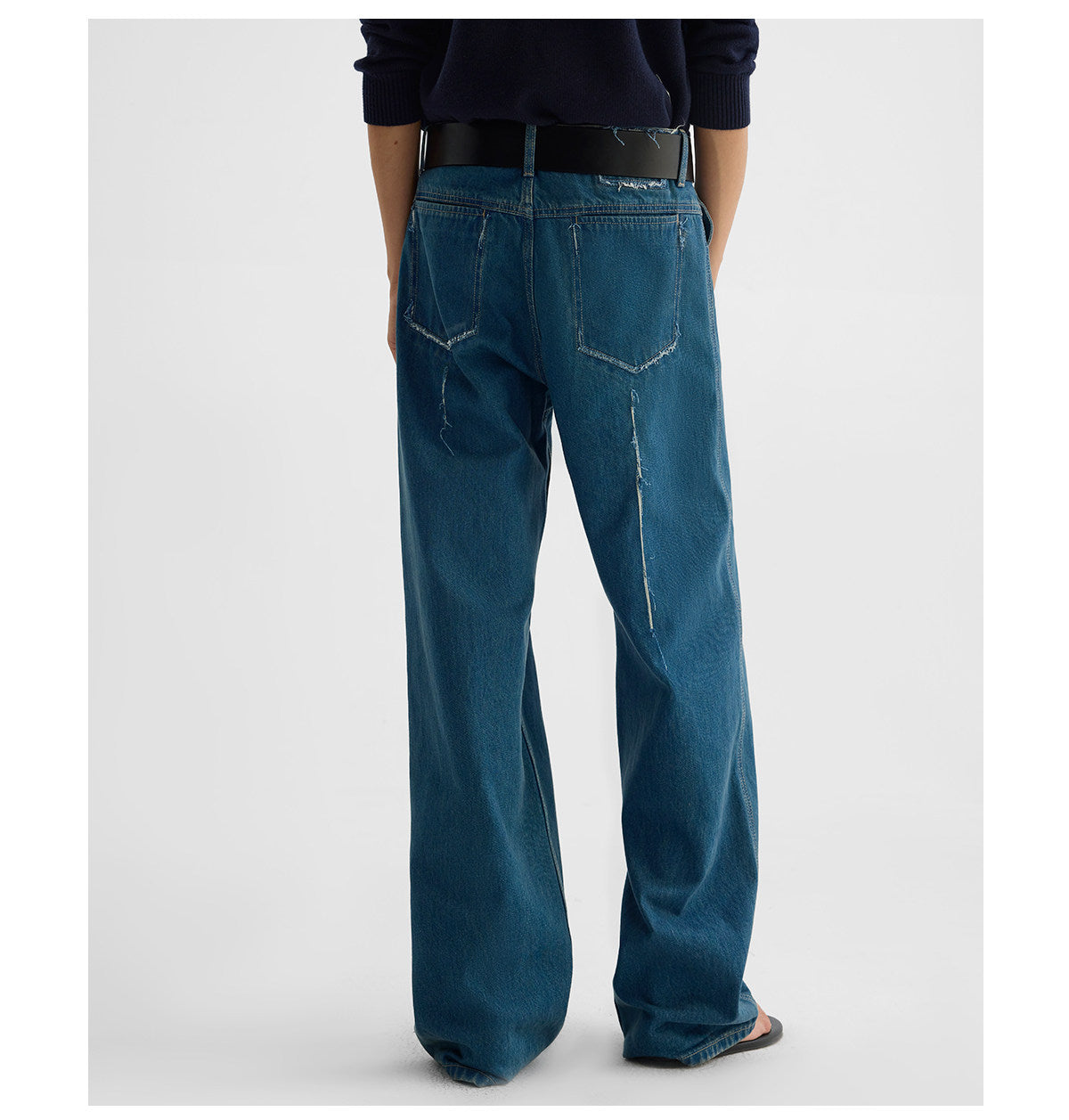 Water-Washed Straight-Leg Denim Pants