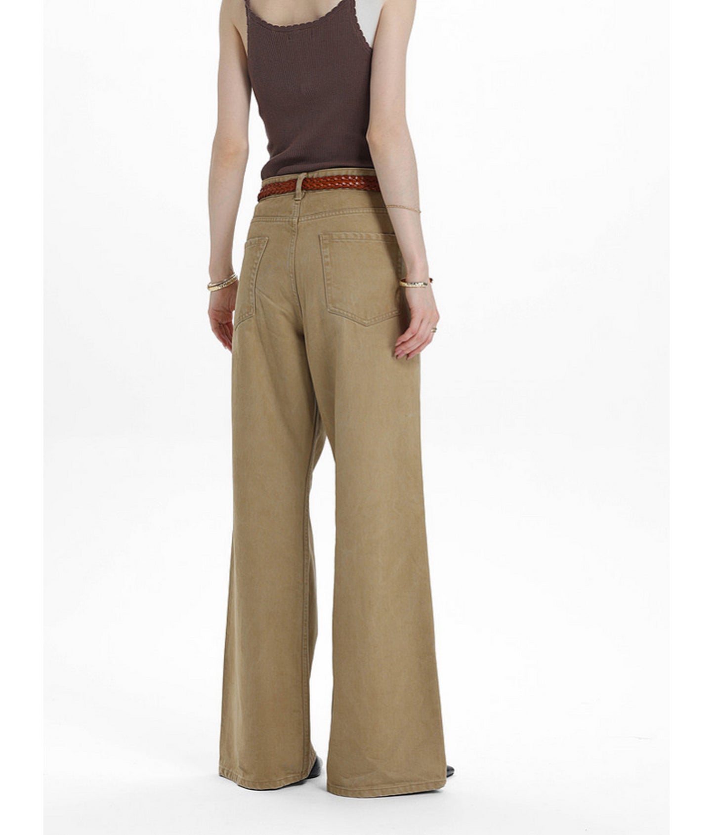 Low-Waist Straight-Leg Casual Pants
