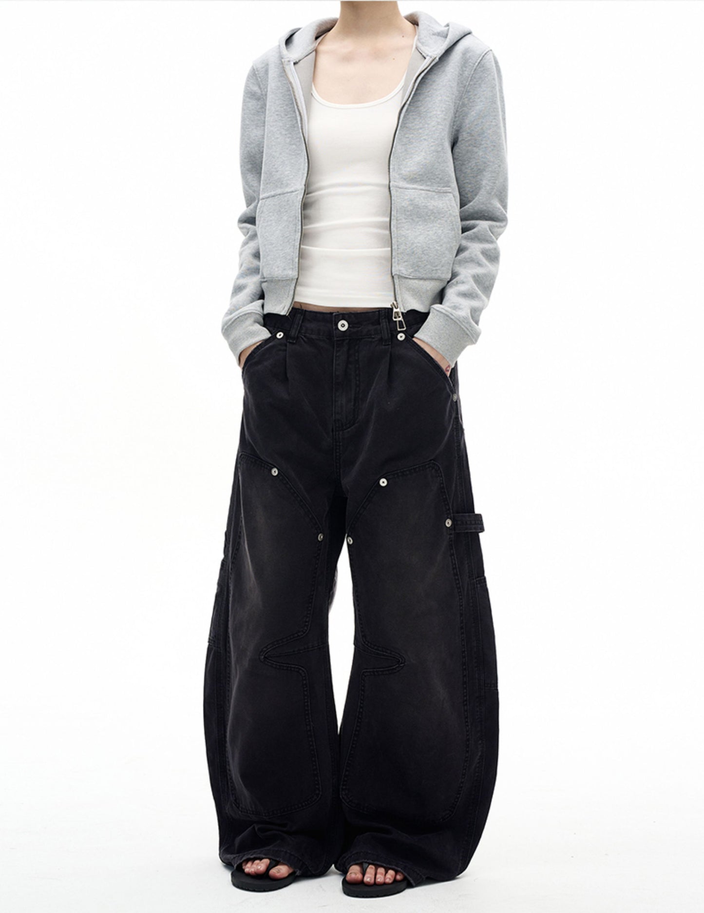 Loose Silhouette Distressed Casual Pants