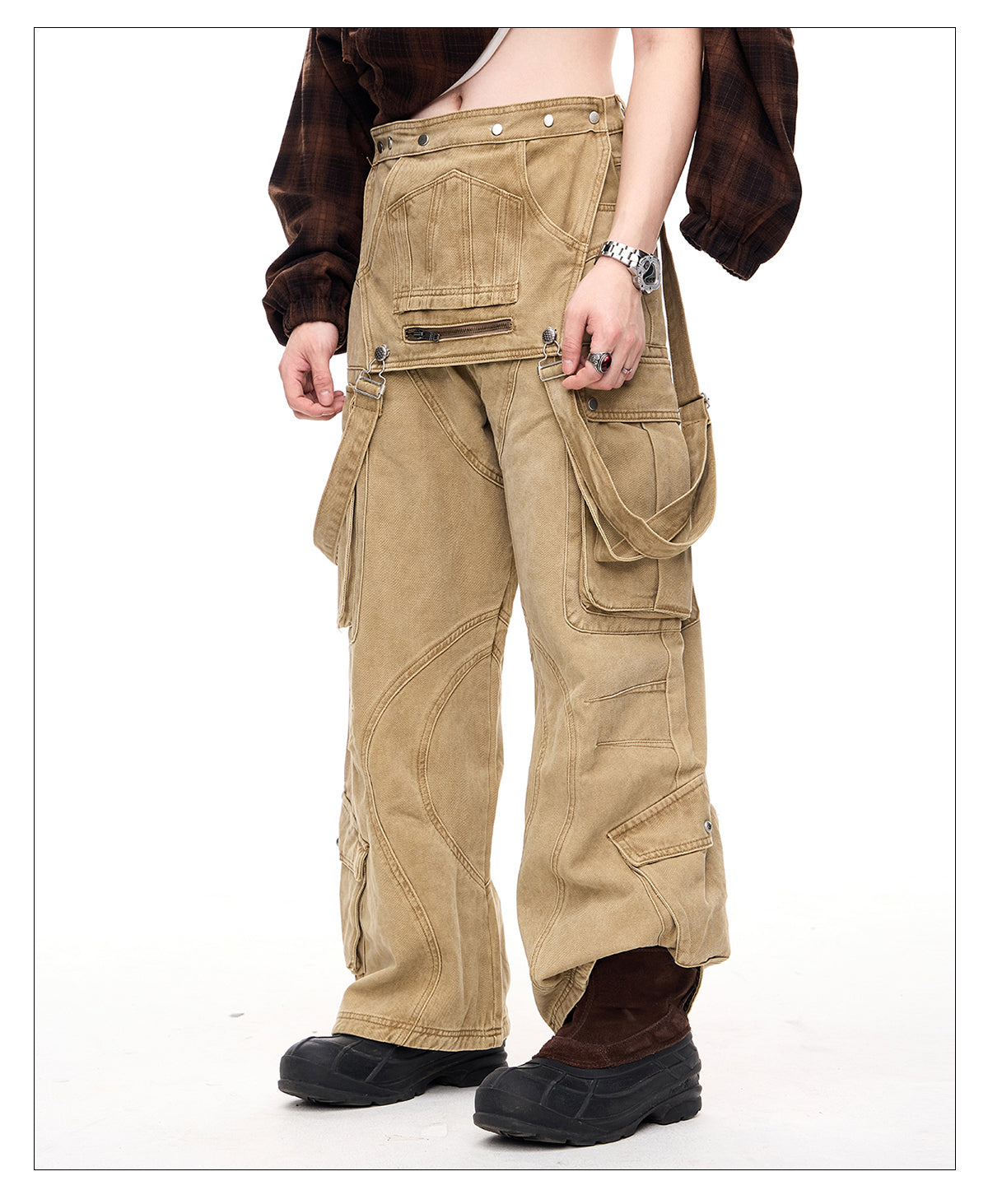 Retro Detachable Multi-pocket Overalls