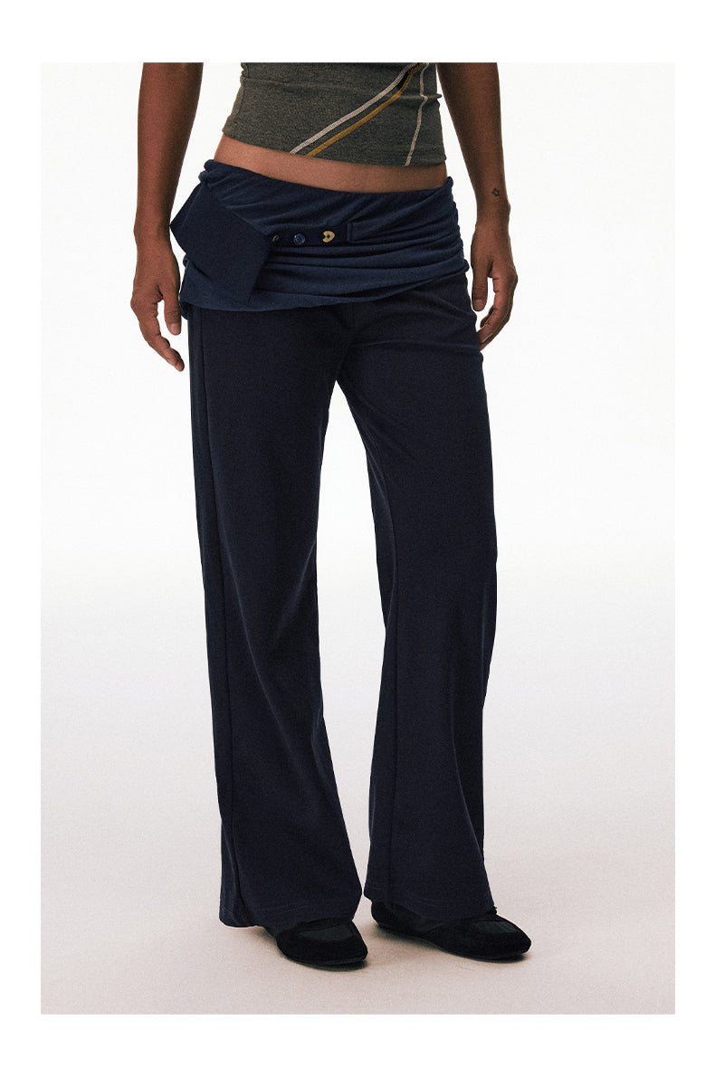 Low-Rise Faux Two-Piece Casual Pants