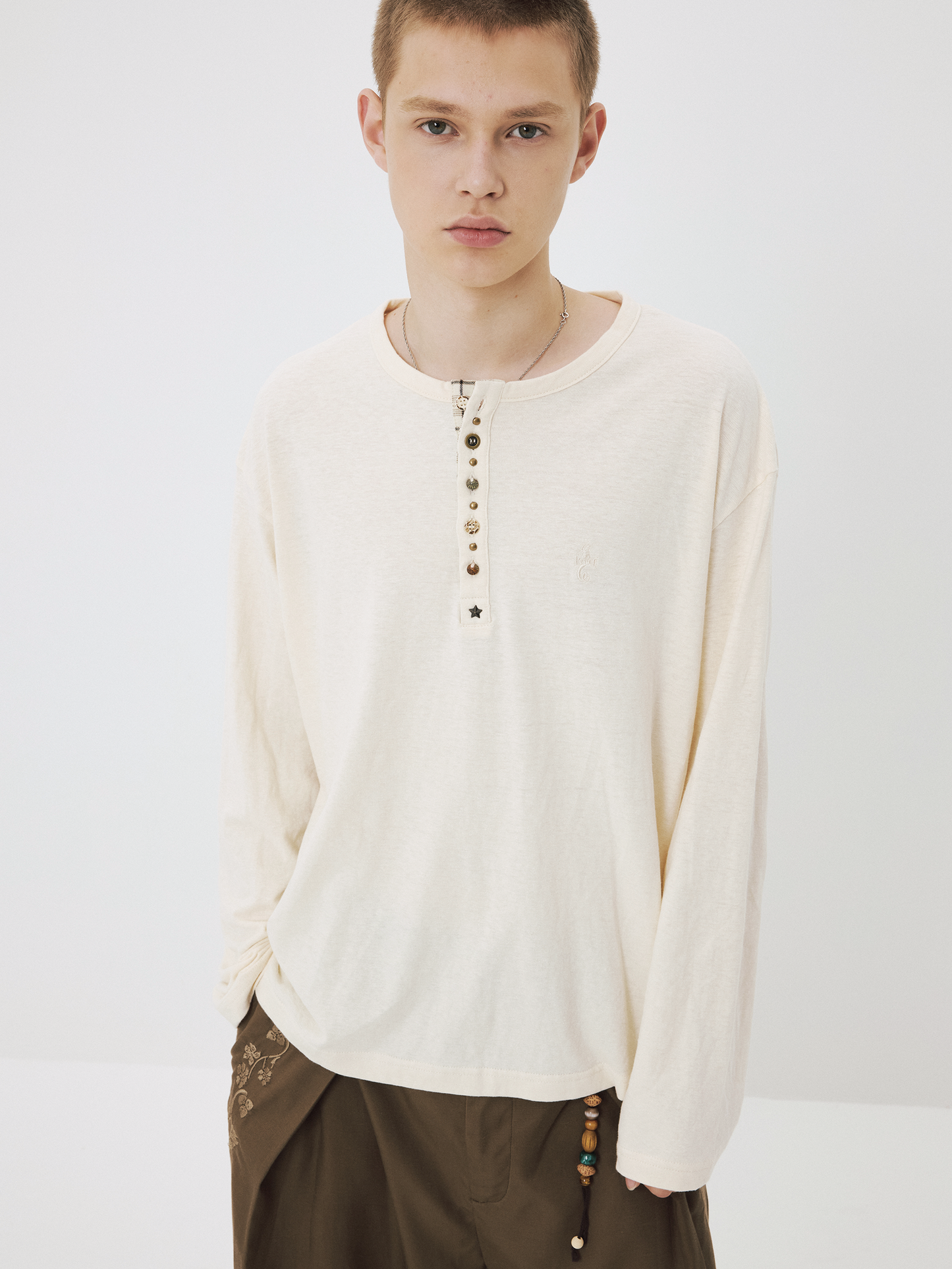 Patchwork Button T-Shirt