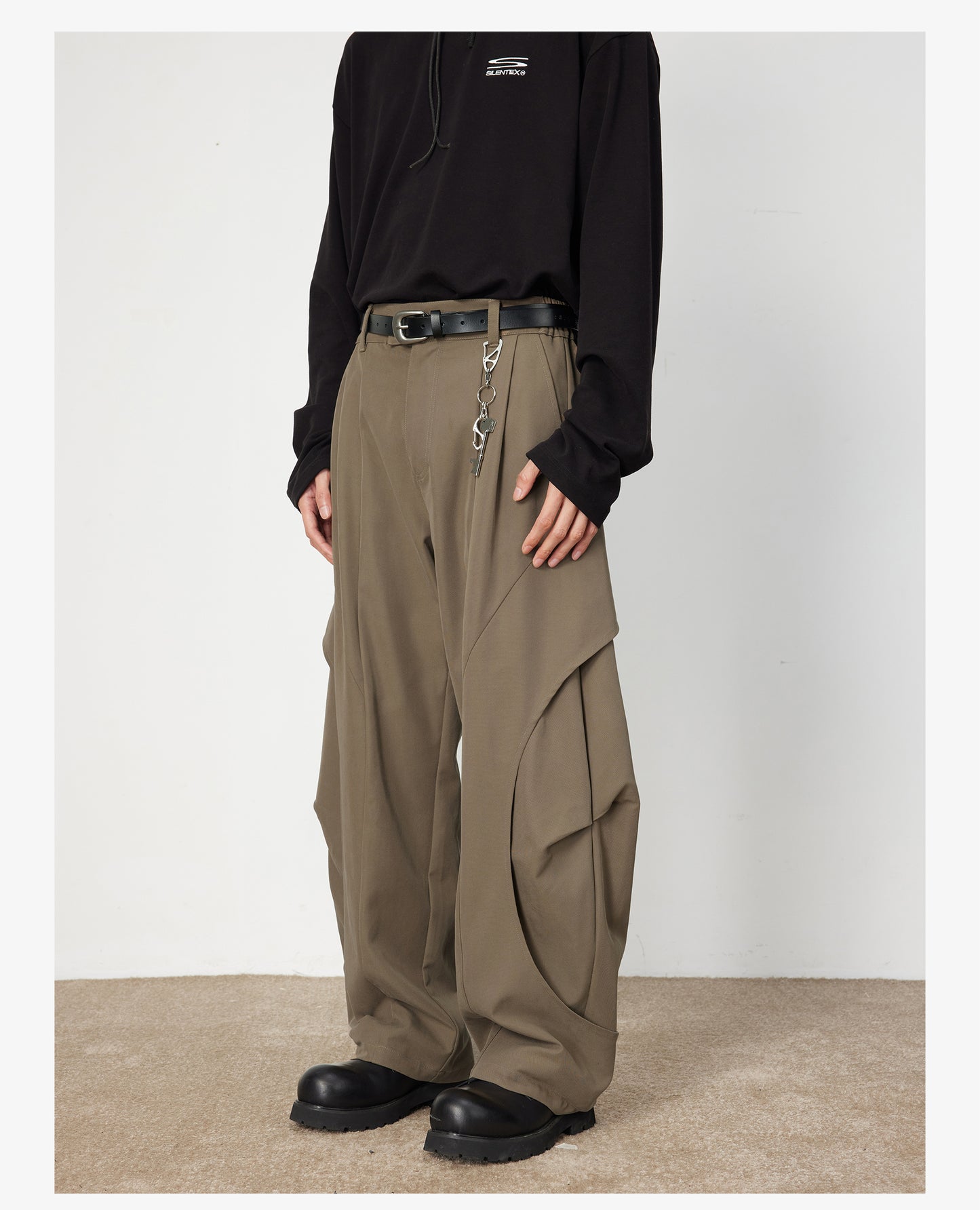 Wide leg irregular design casual pants