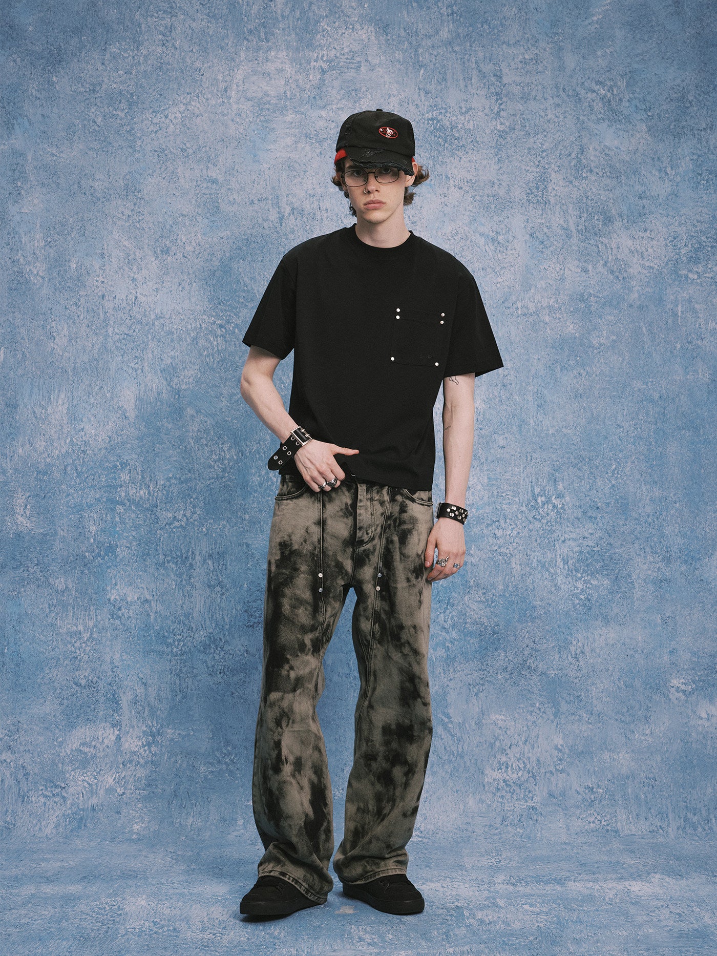 Water-Washed Straight-Leg Denim Pants