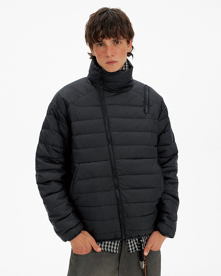 Simple Diagonal Zipper Down Jacket