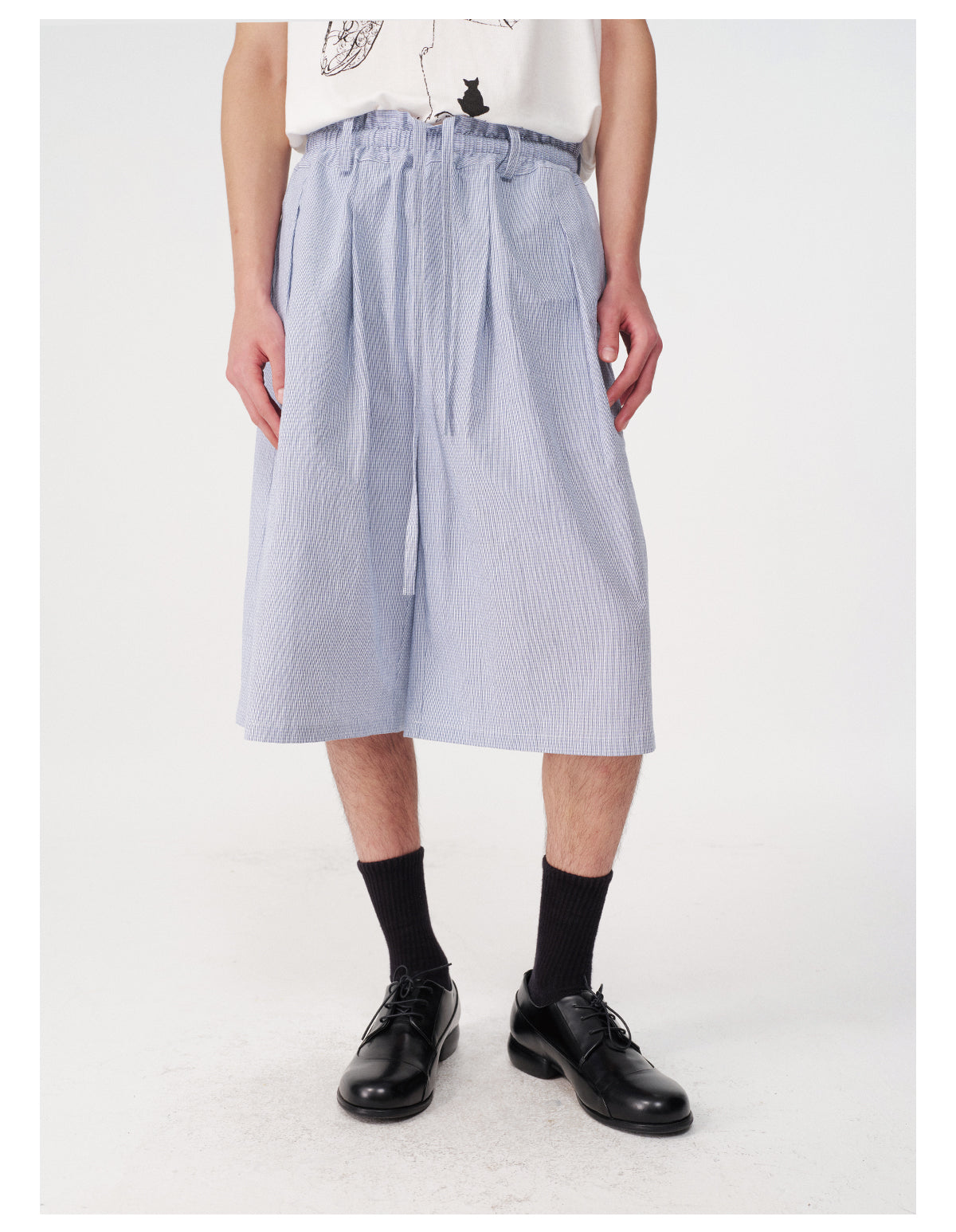 Bubble pleated cropped pants