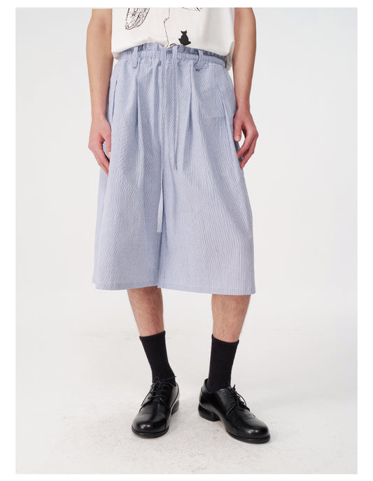 Bubble pleated cropped pants