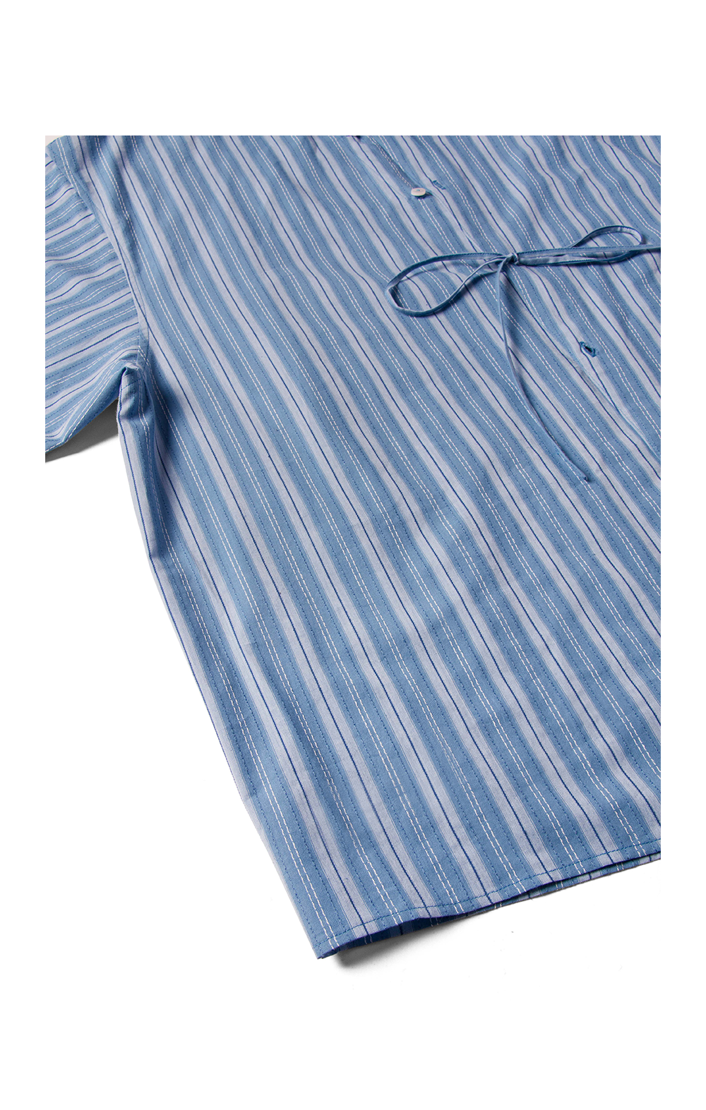 Striped Ribbon Asymmetric Placket Shirt