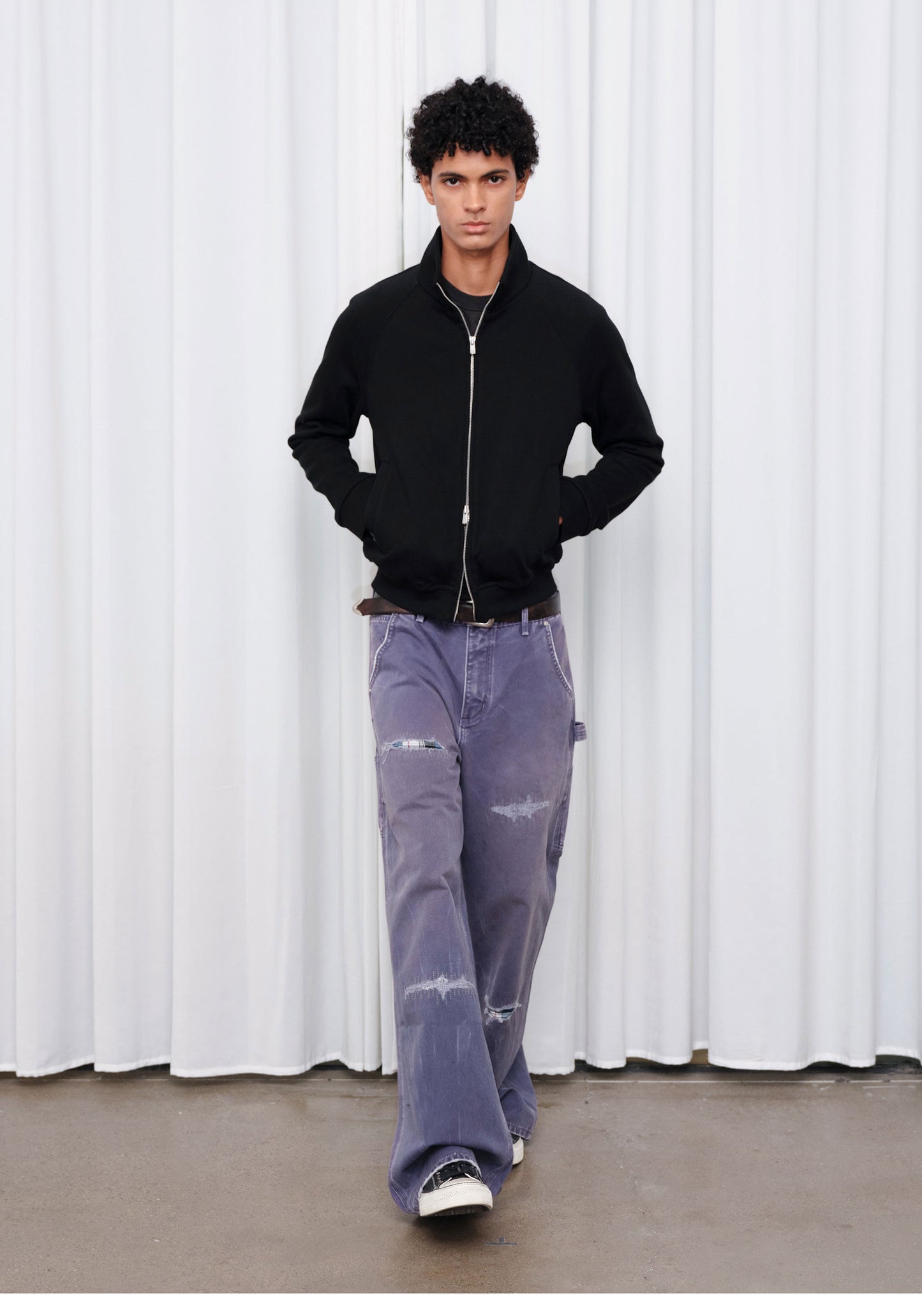 Patchwork Distressed Embroidery Remade Work Pants