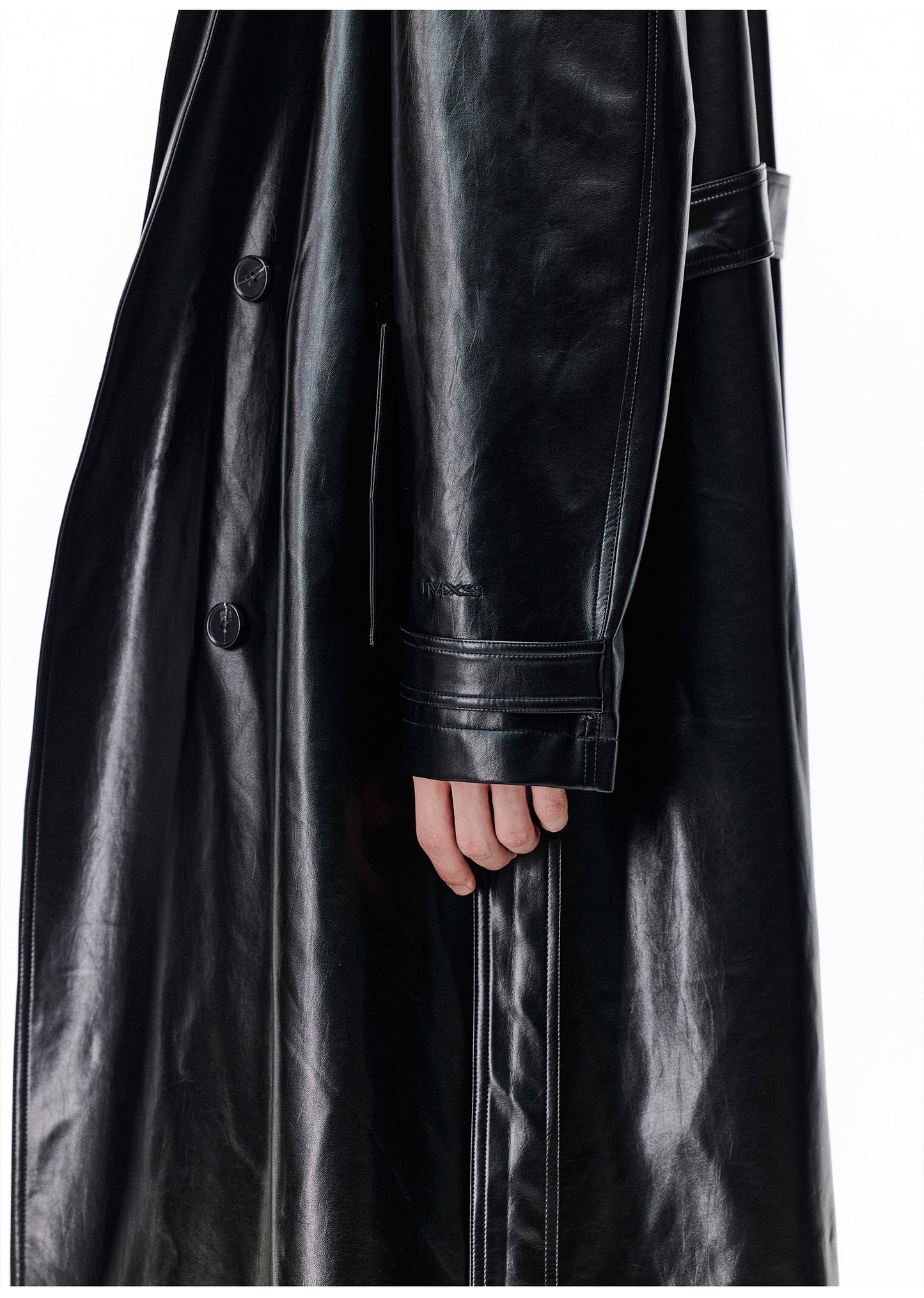 Faux two-piece long coat