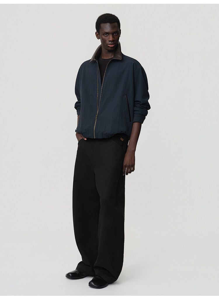 Curved Straight-Leg Casual Pants