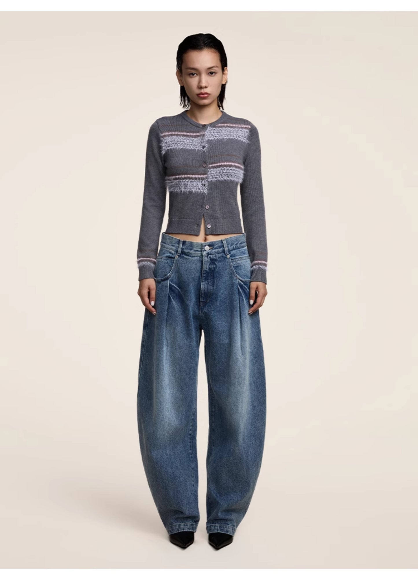 Retro washed casual denim pants