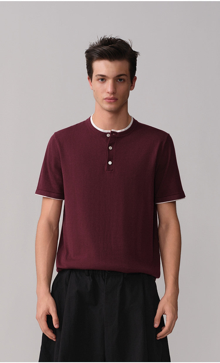 Faux Two-Piece Knit Shirt