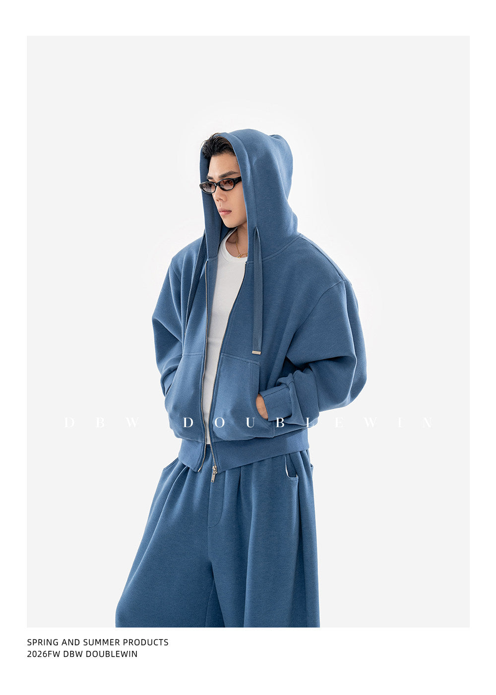 Hooded Sweatshirt Set with Shoulder Pads