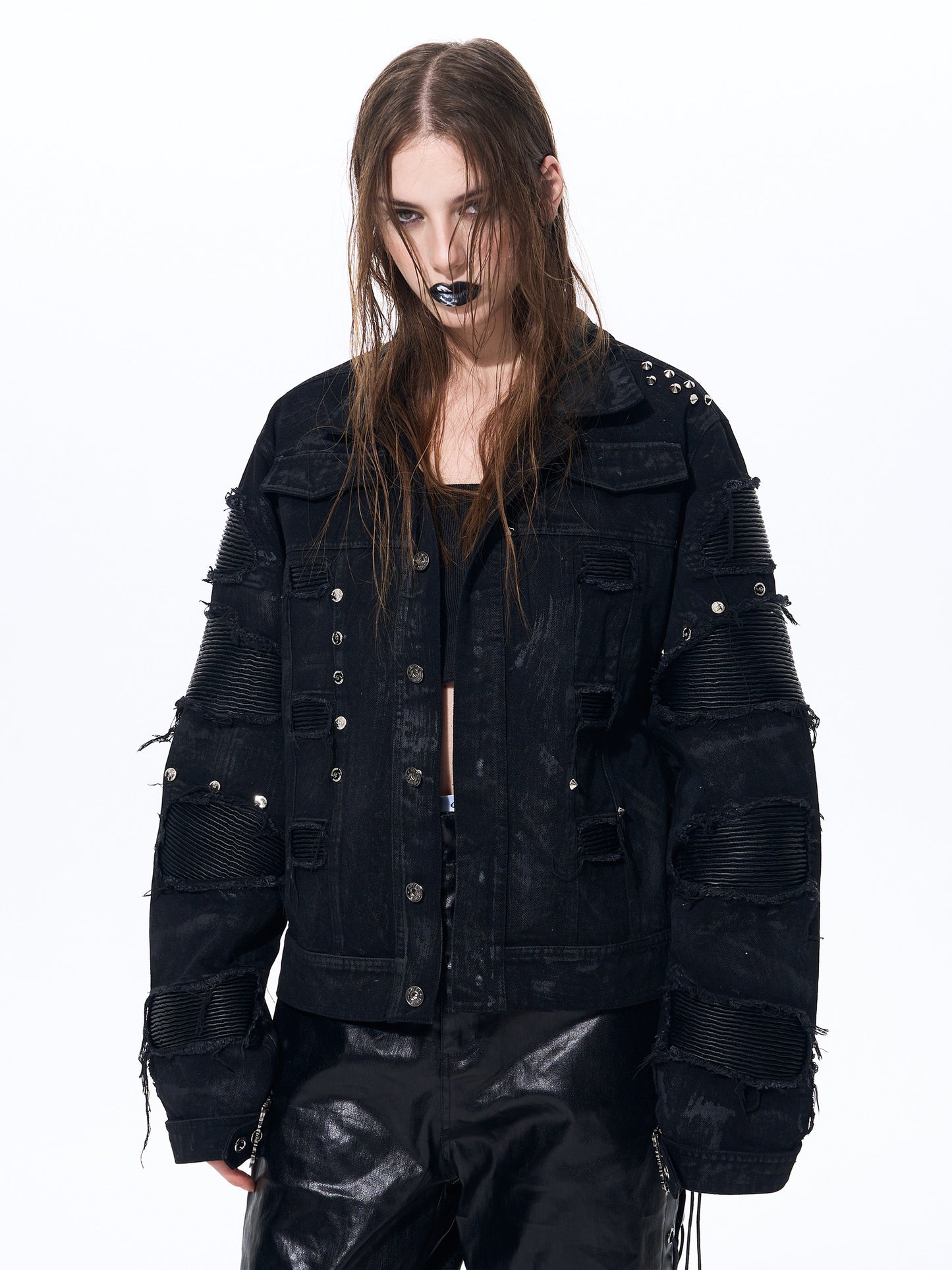 Distressed Wax Denim Jacket