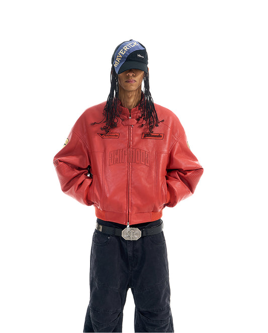 Oversized Racing Leather Jacket