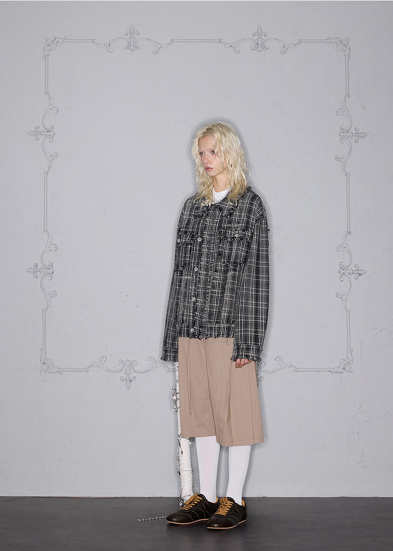 Vintage Checked Denim Jacket