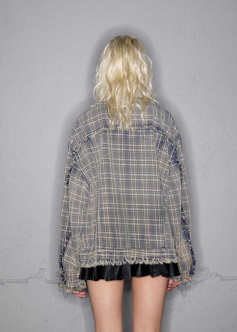 Vintage Checked Denim Jacket