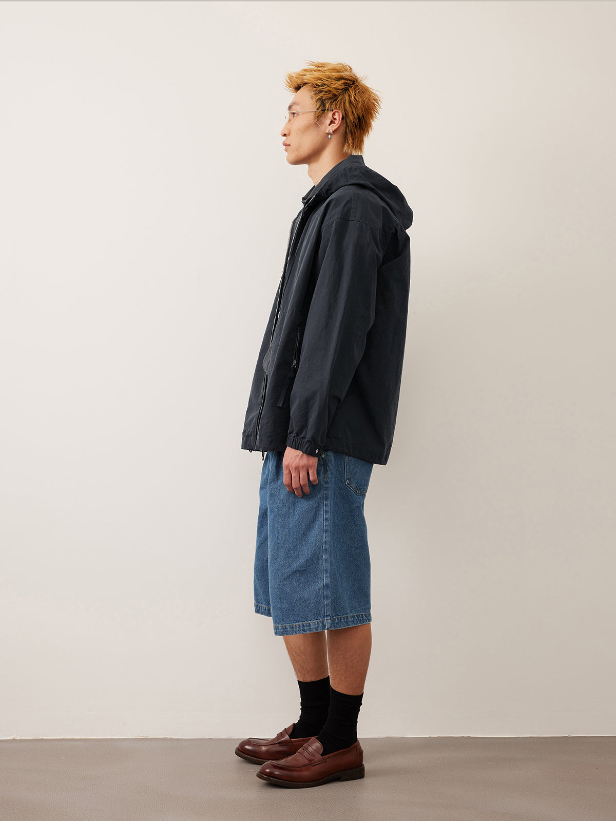 Hooded cotton zip-up jacket