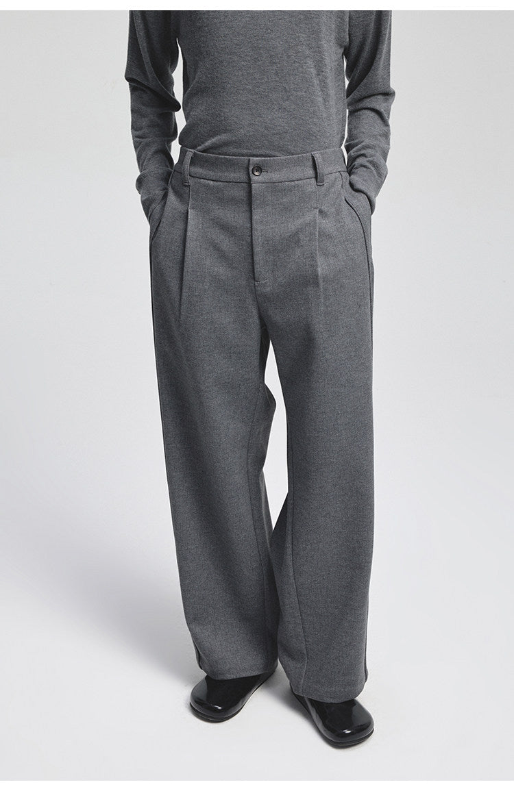 Cotton Blend Casual Straight-Leg Pants