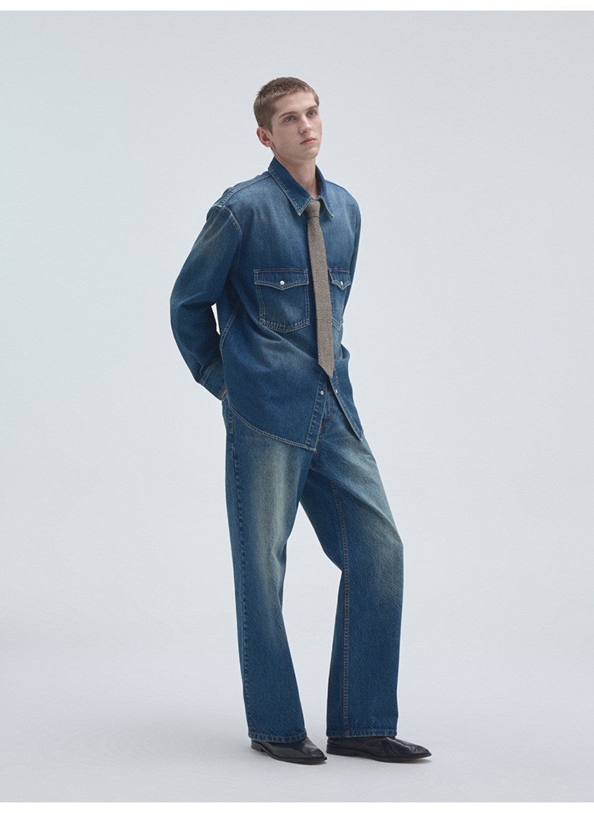Classic Pocket Retro Denim Shirt