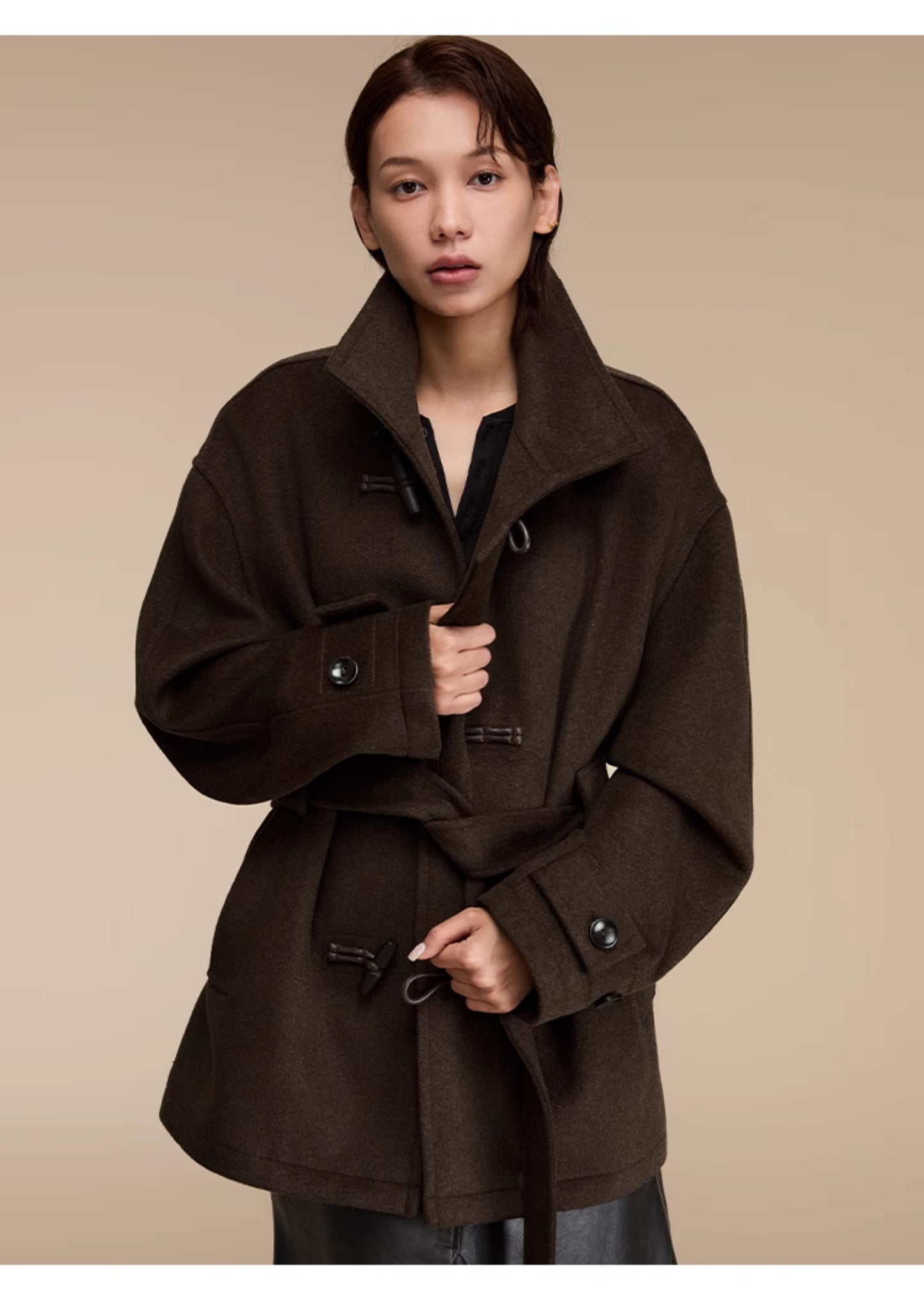 Stand collar wool jacket