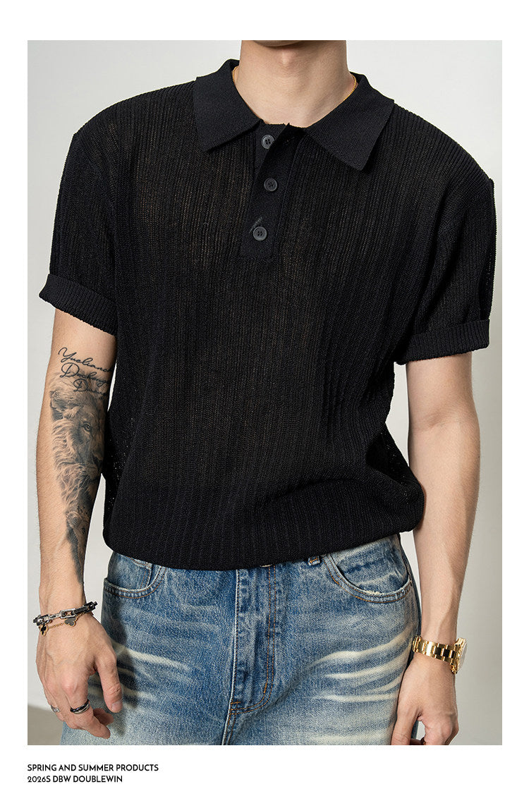 Slightly sheer polo shirt