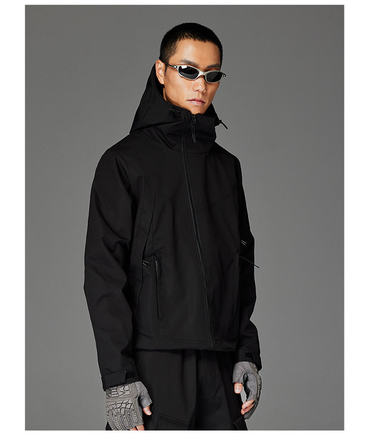 Diagonal Zipper Windbreaker
