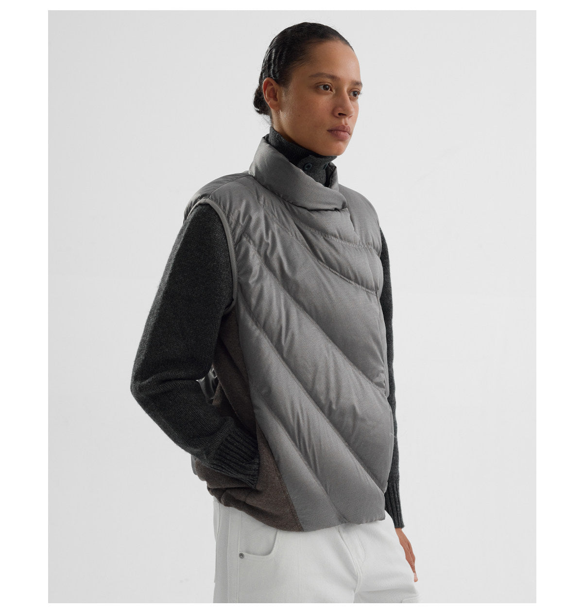 Houndstooth-Patterned Magnetic Down Vest