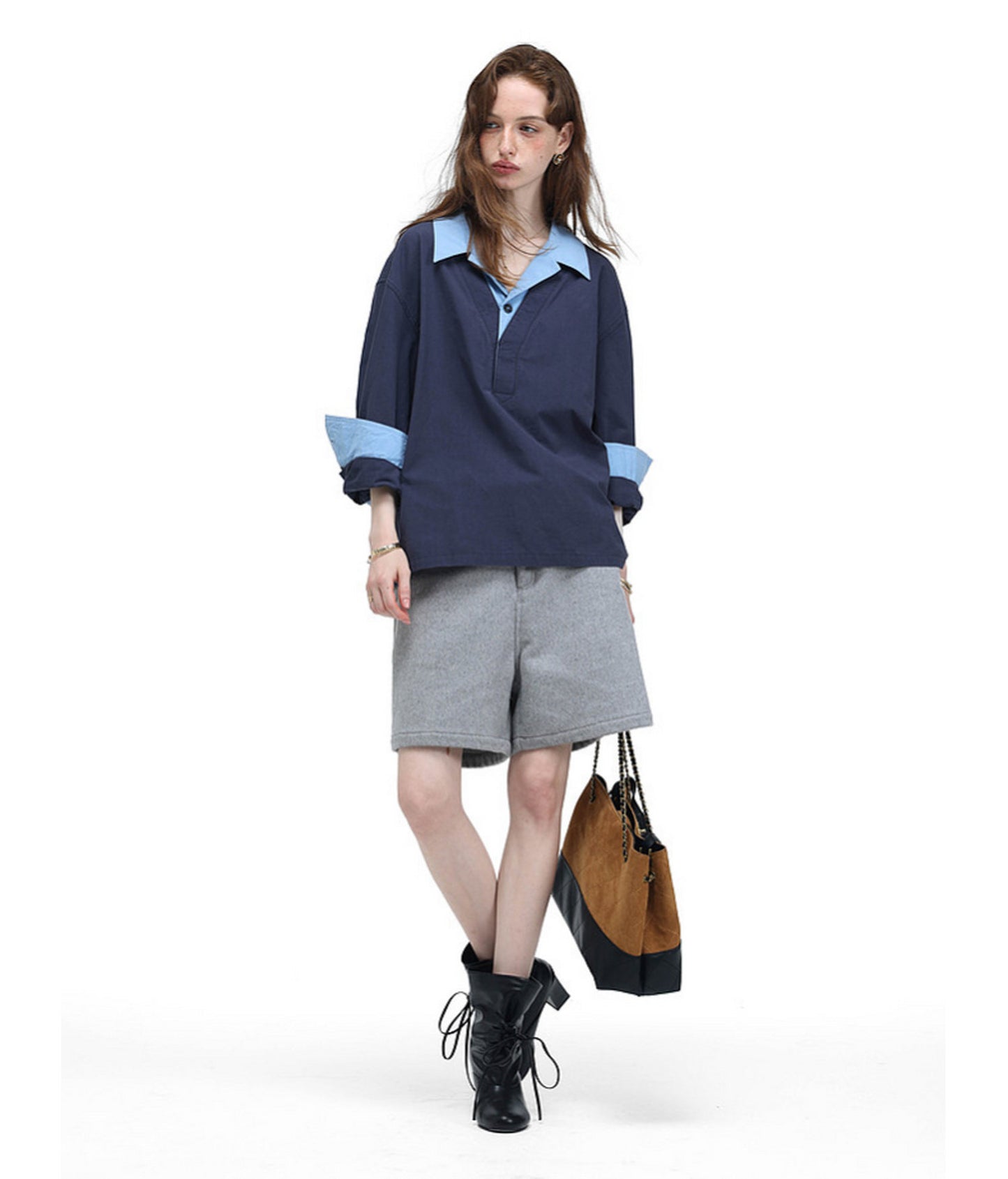 Cotton-Blend Color-Block Shirt
