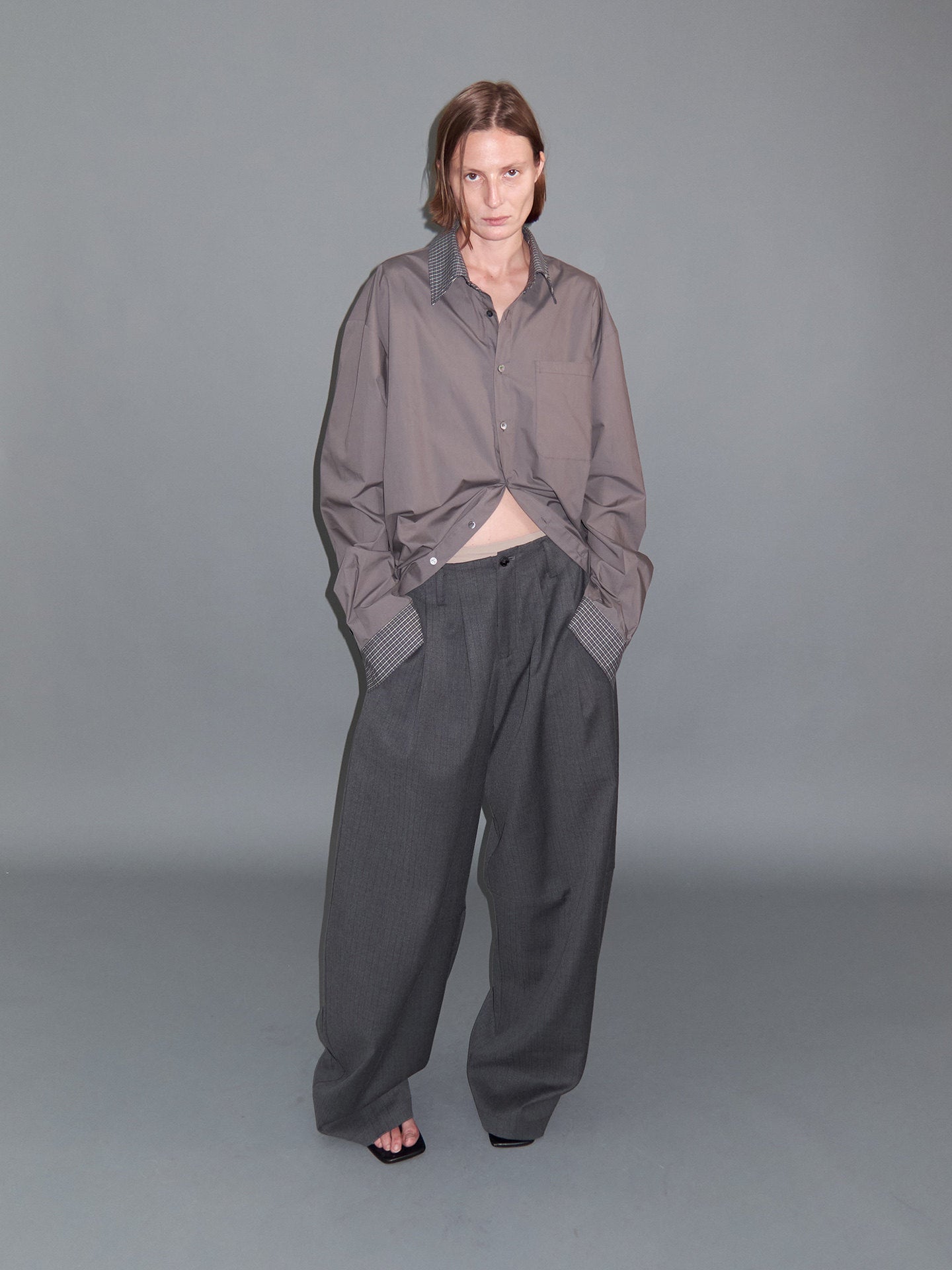 Patchwork-Patterned Shirt in Contrasting Colors