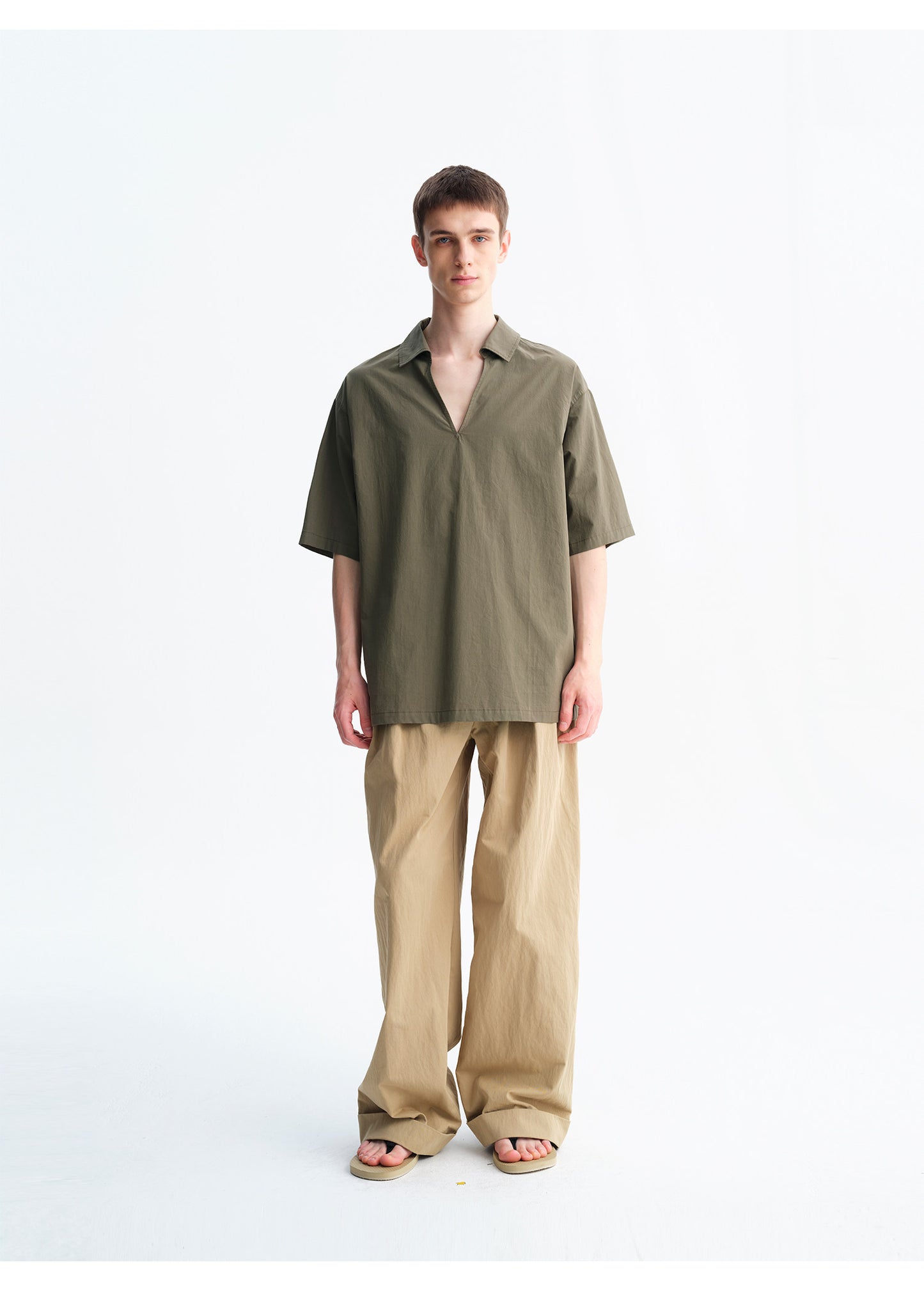 Loose-Fit V-Neck Pullover Shirt