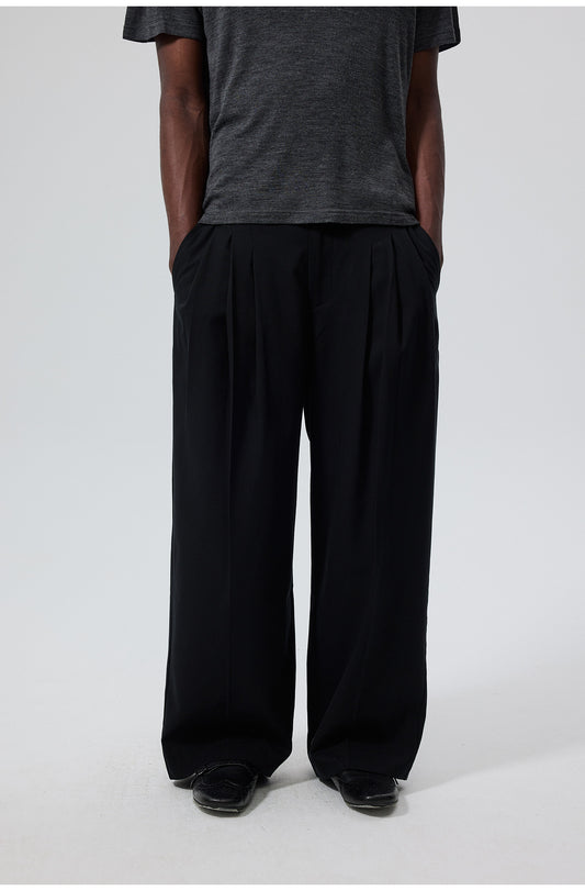 Wrinkle-Resistant Pleated Casual Pants