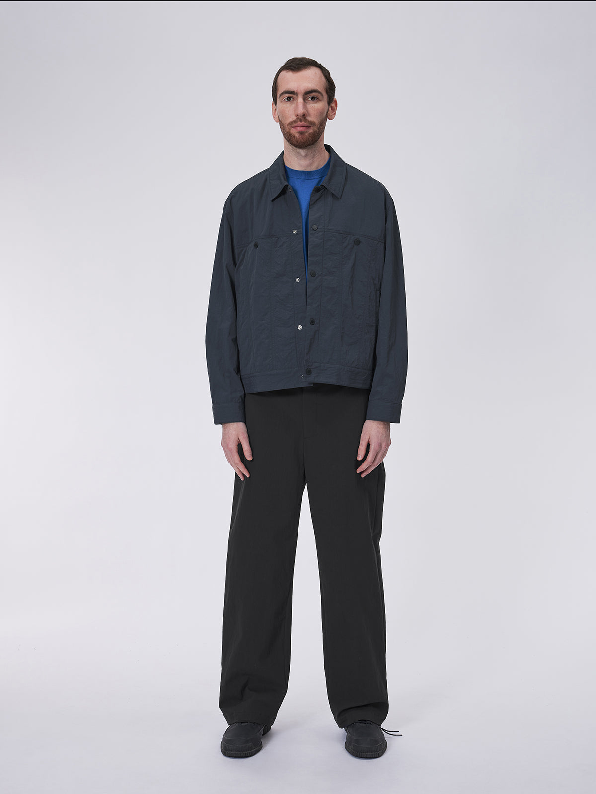 Short Wide Wrinkled Nylon Jacket