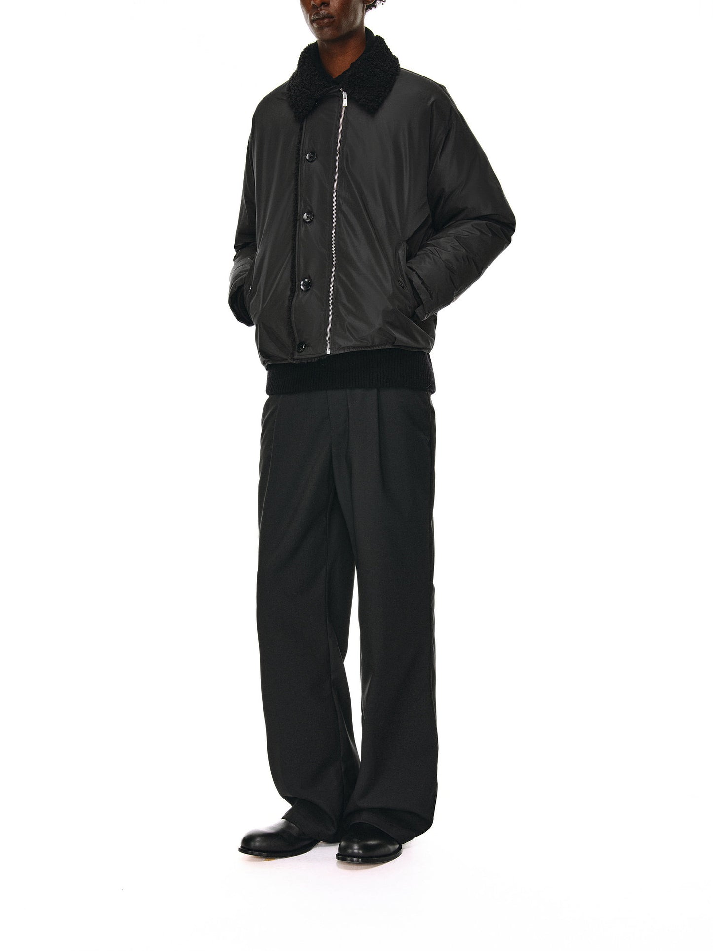 Down jacket with fur collar