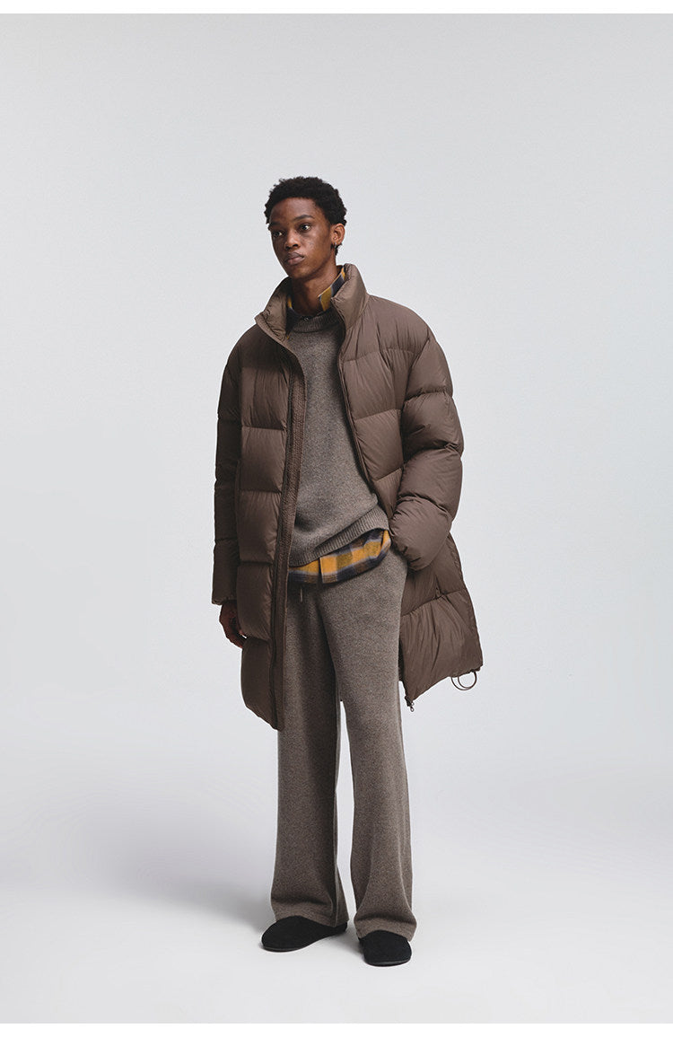 Lightweight Wrinkle-Processed Long Down Coat