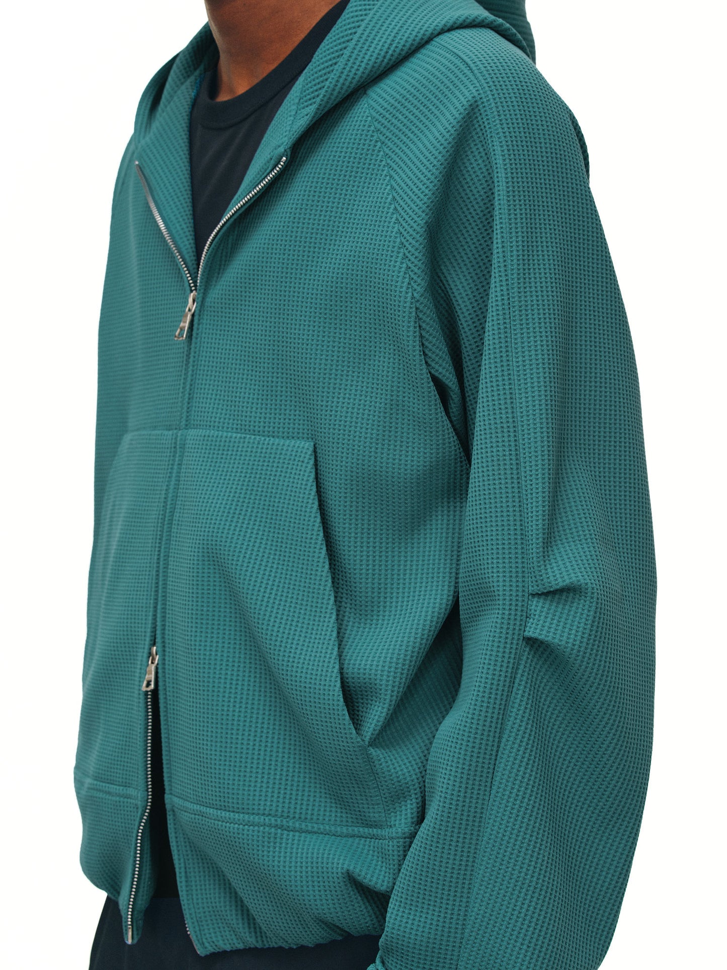 Waffle Chain Zipper Hoodie