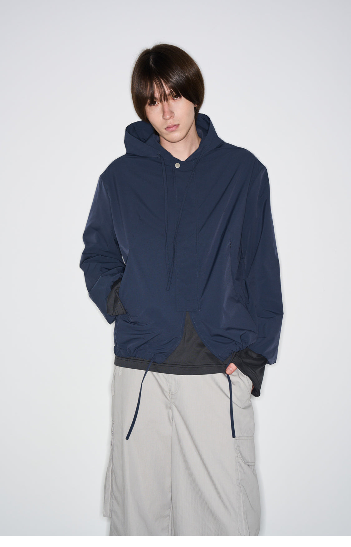 Metal Snap Button Coach Jacket with Hood