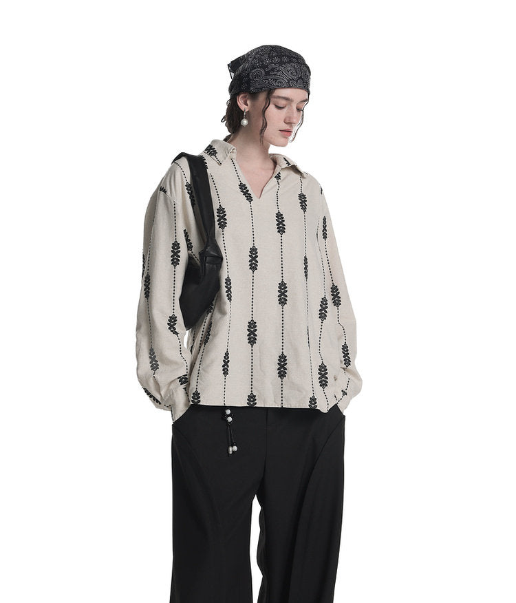 Linen Blend Custom Embroidered Shirt