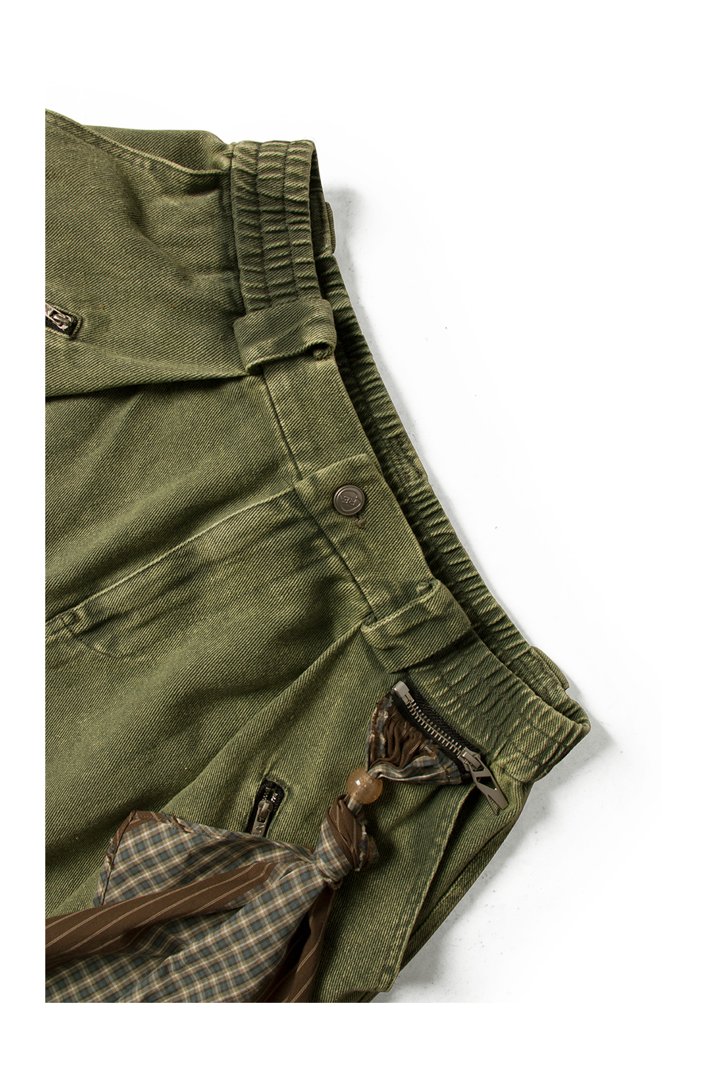 Cropped pants with detachable scarf