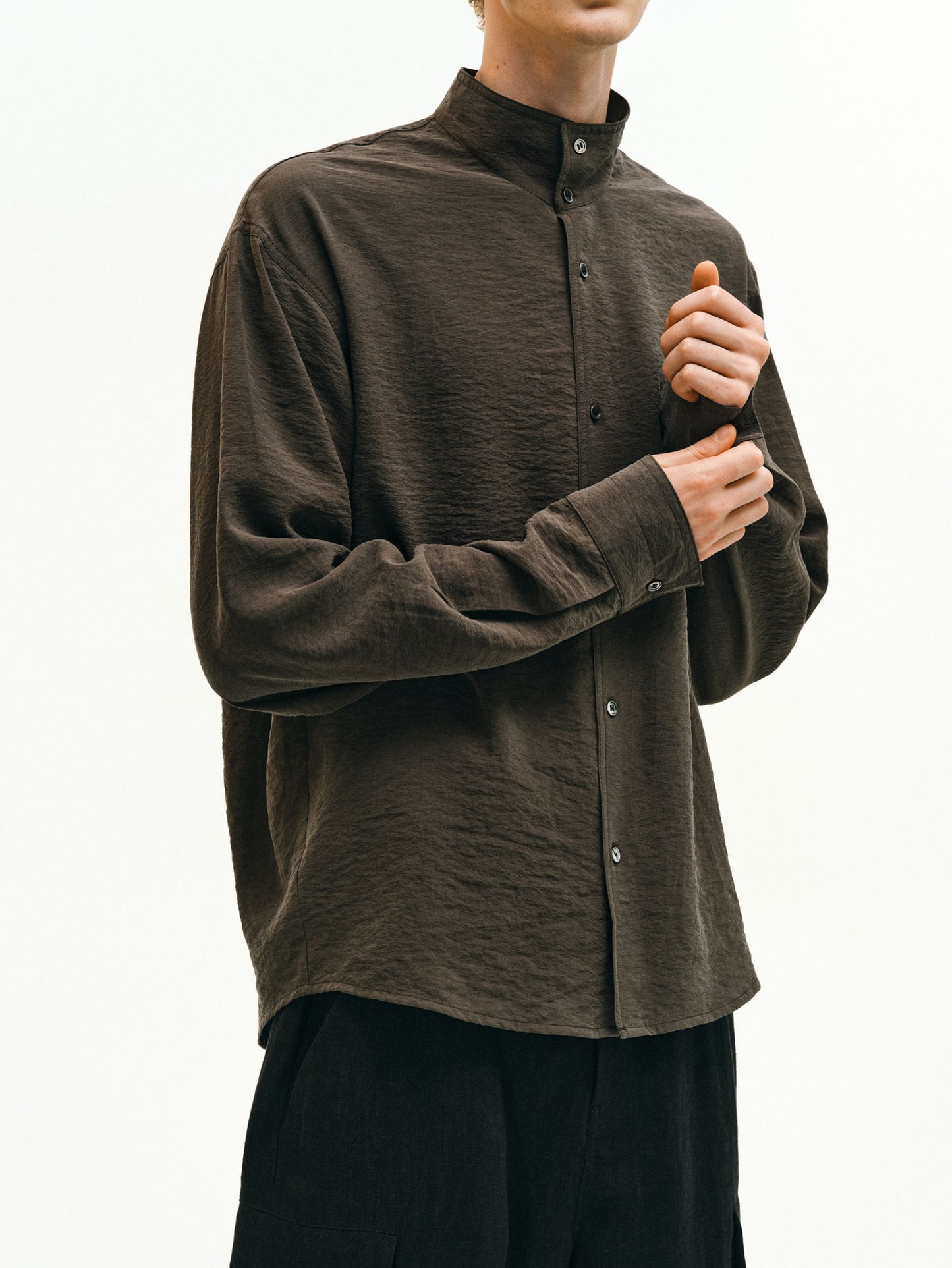 Silk Stand Collar Shirt