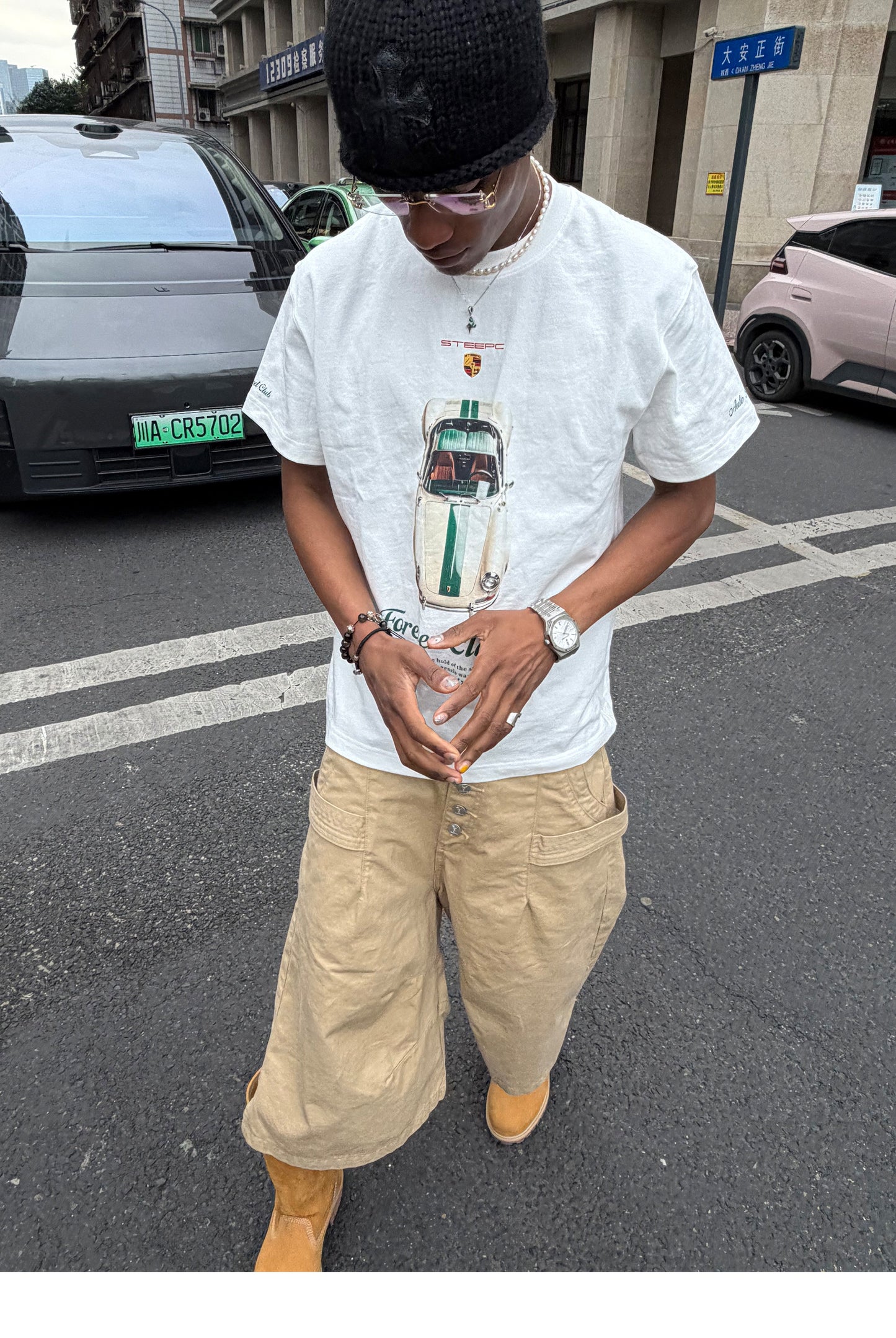 Digital Print Round-Neck Loose-Fit T-Shirt