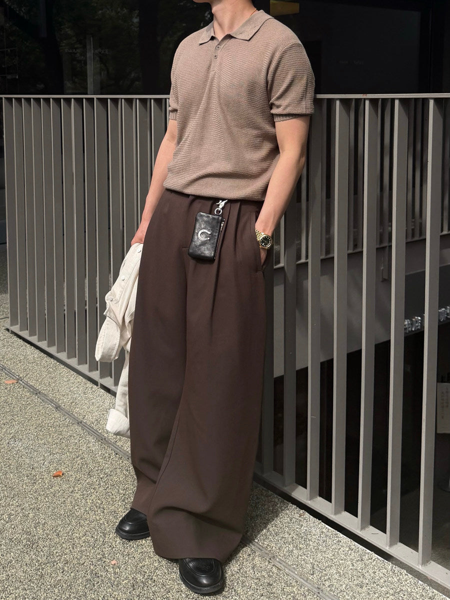 Pleated Curved Casual Pants