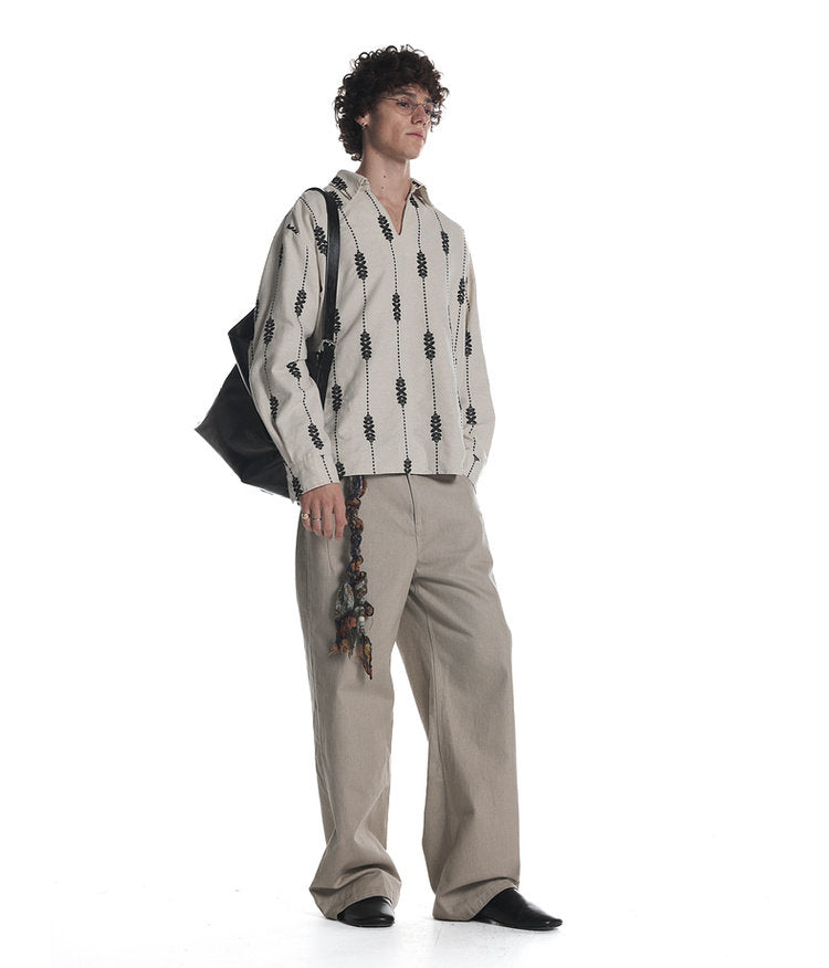 Linen Blend Custom Embroidered Shirt