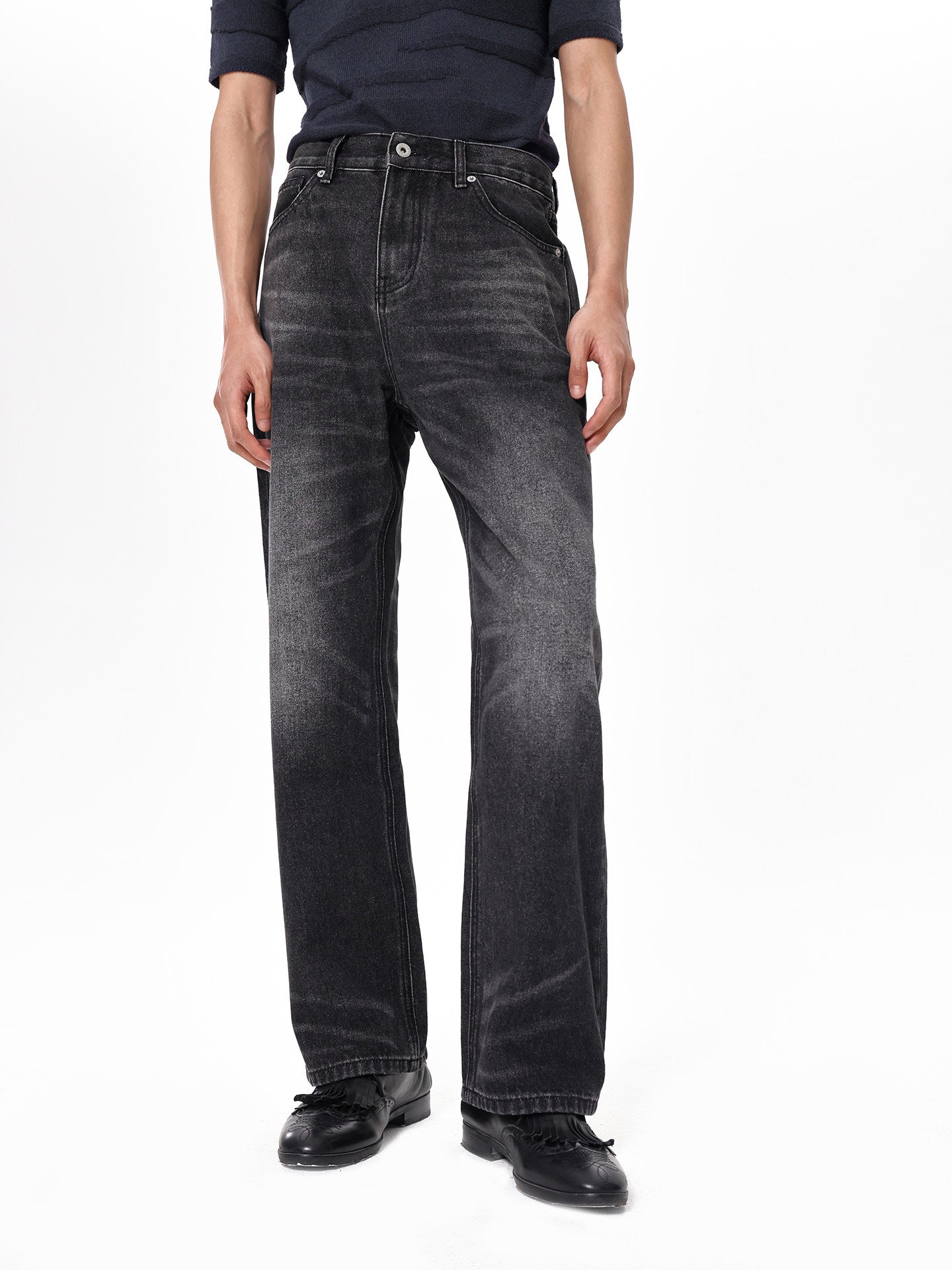 Vintage-Style Washed Slim-Fit Jeans