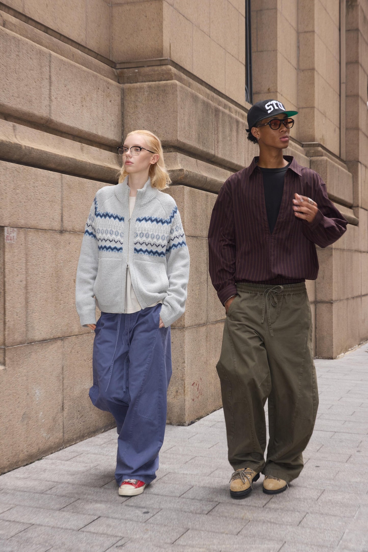 Street Style Curved-Leg Casual Pants