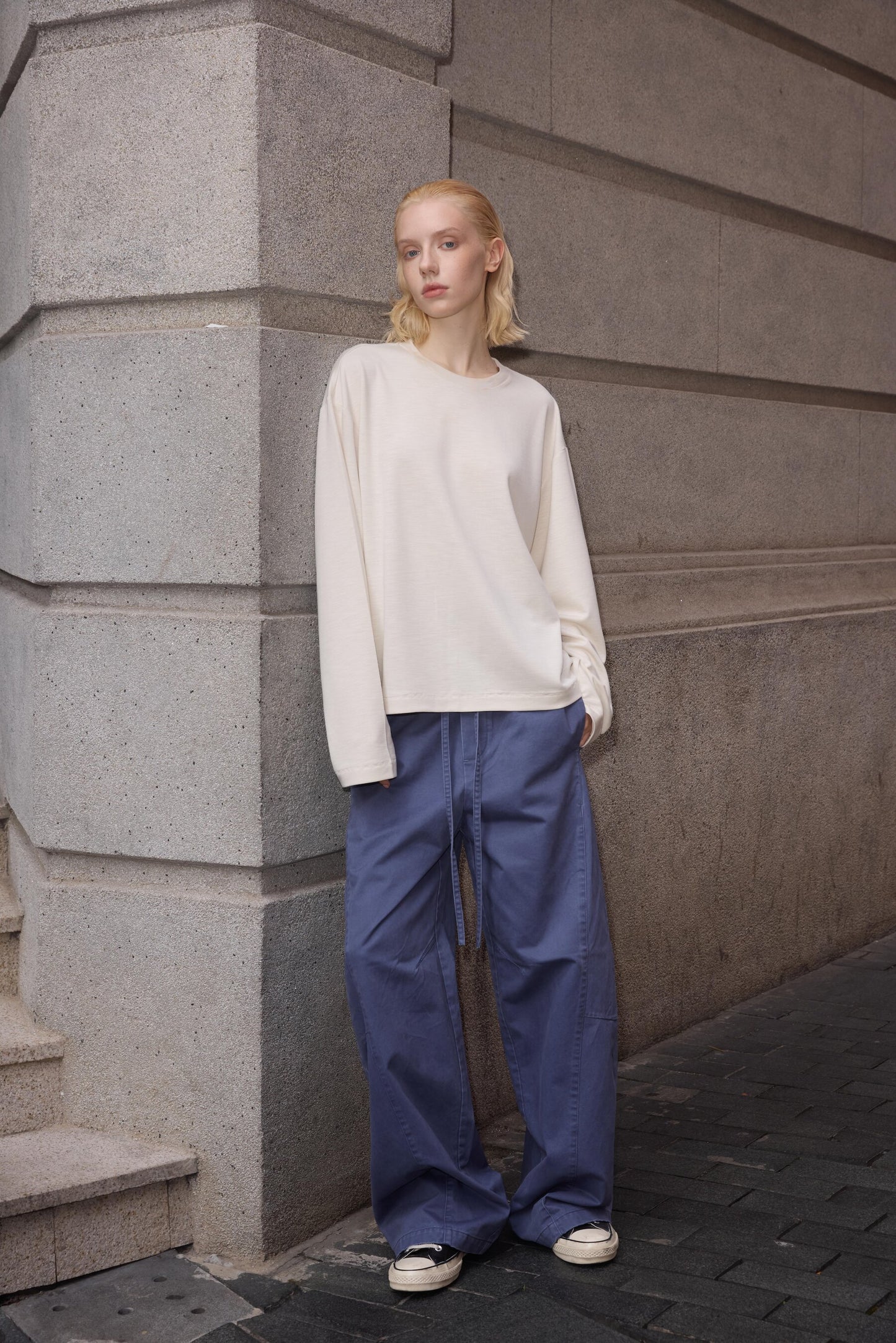 Street Style Curved-Leg Casual Pants