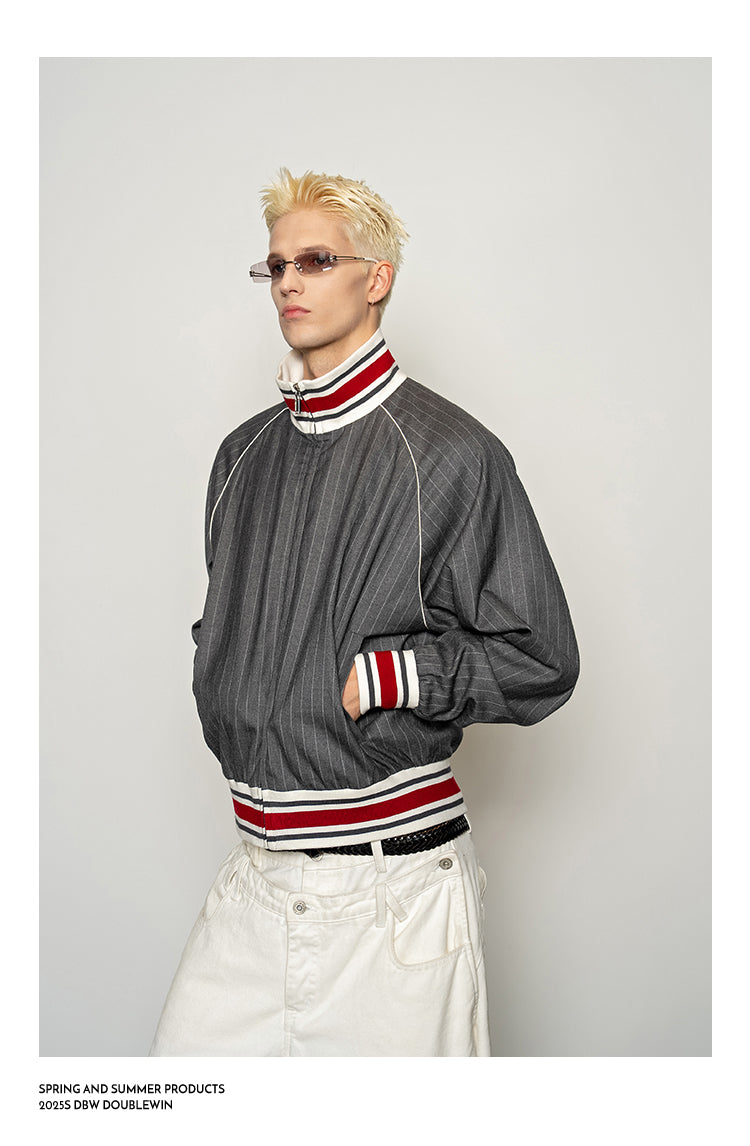 Striped High-Collared Jacket