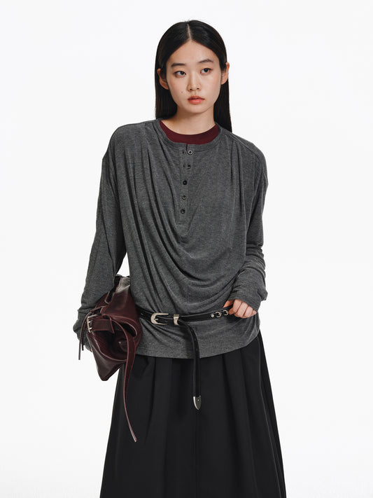 Pleated Collar T-Shirt