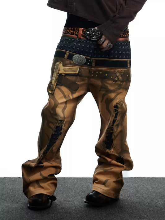 Double-Waistband Flared Jeans